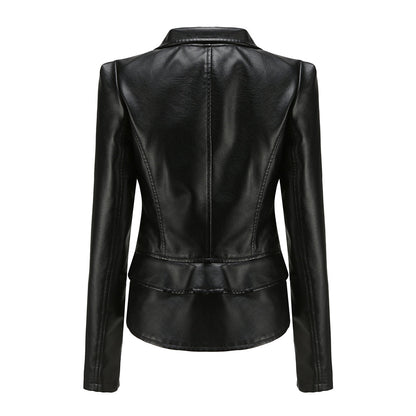 Blouson Motard en Cuir Stylé pour Femme