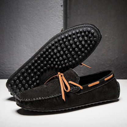 Mocassins En Daim Élégants Pour Hommes Avec Lacet En Cuir