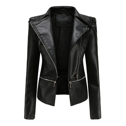 Blouson Motard en Cuir Stylé pour Femme