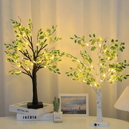 Lumière Arbre à Feuilles Vertes Luxueuses LED