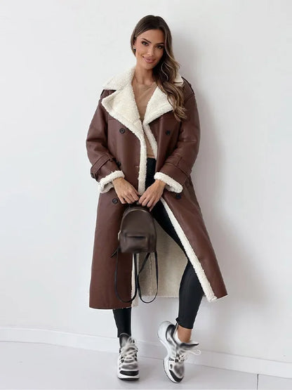 Manteau D'Hiver Long Doublé de Fourrure Femmes