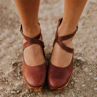 Chaussures à Talons Élégantes avec Bride Vintage Femme