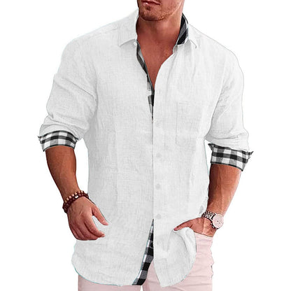 Chemise Boutonnée en Coton Manches Longues pour Homme