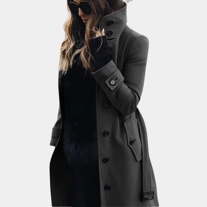 Manteau Trench Ceinturé en Laine Douce Femme