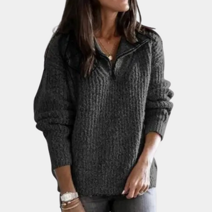 Pull Tricot Demi Zip Douillet pour Femmes