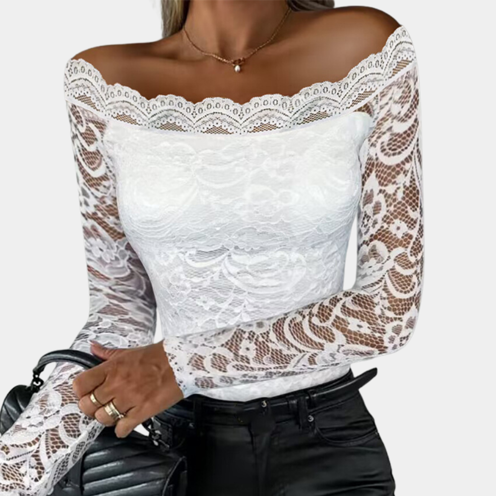 Blouse Off-Shoulder Bodycon en Dentelle Élégante pour Femme