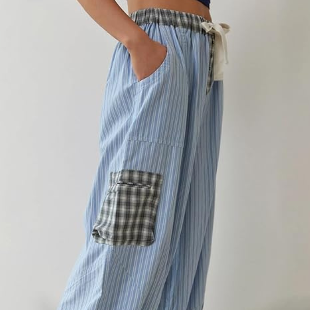 Pyjama Décontracté À Imprimé Carreaux Et Pantalon Aladdin Pour Femme