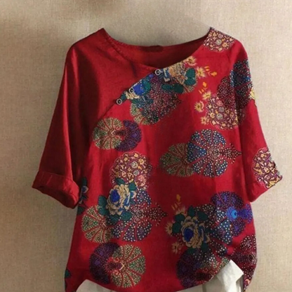 Blouse Élégante à Imprimé Fleuri et Col Rond pour Femme