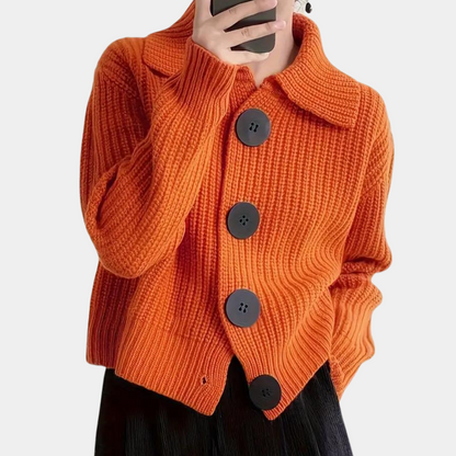 Cardigan confortable et élégant avec de gros boutons pour l'automne et l'hiver