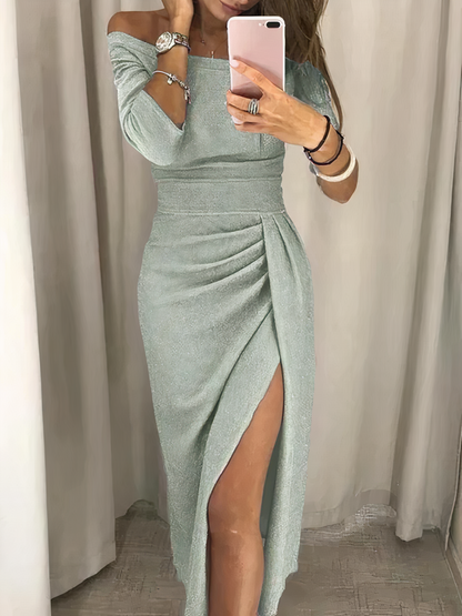 Robe Midi Pailletée Décolleté Dégagé pour Femmes