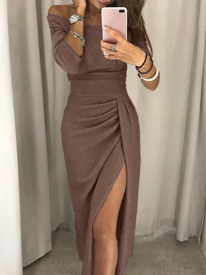 Robe Midi Pailletée Décolleté Dégagé pour Femmes