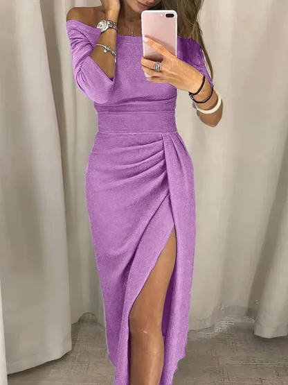 Robe Midi Pailletée Décolleté Dégagé pour Femmes