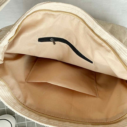 Sac à Bandoulière en Velours Côtelé Chic Femmes