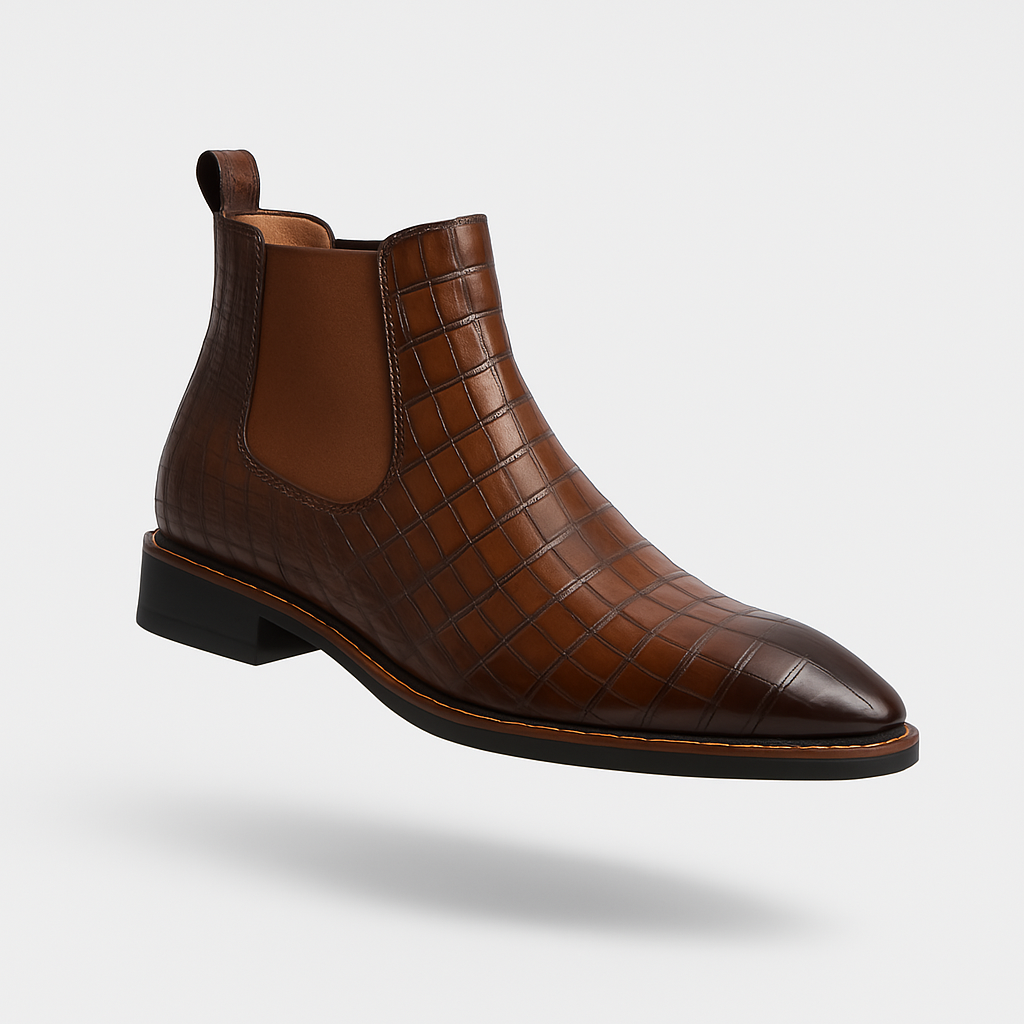 Bottes Chelsea en cuir structuré pour hommes