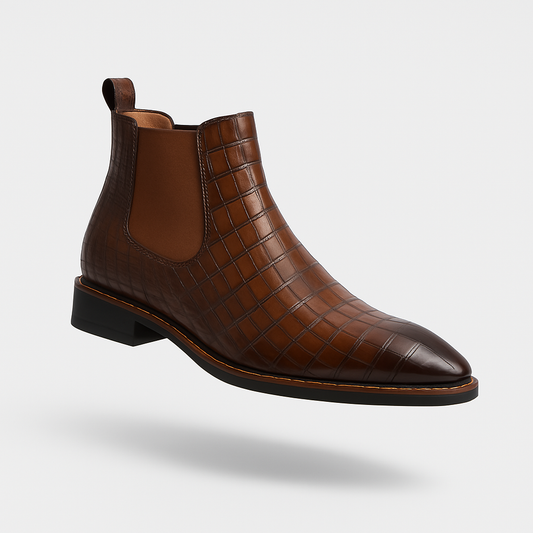 Bottes Chelsea en cuir structuré pour hommes