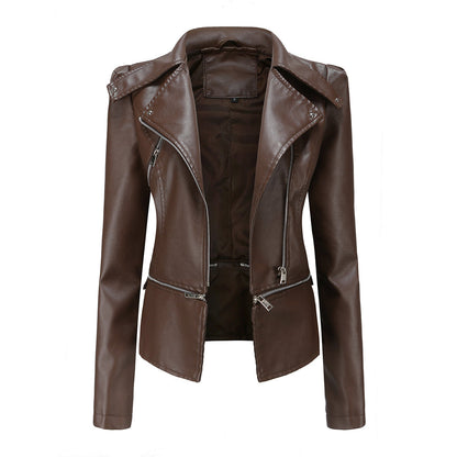 Blouson Motard en Cuir Stylé pour Femme