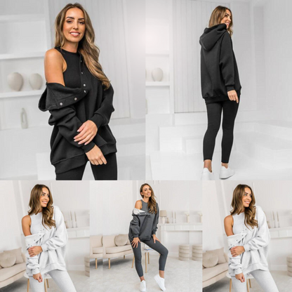 Ensemble 3 pièces boutonné Comfy Versatile femmes