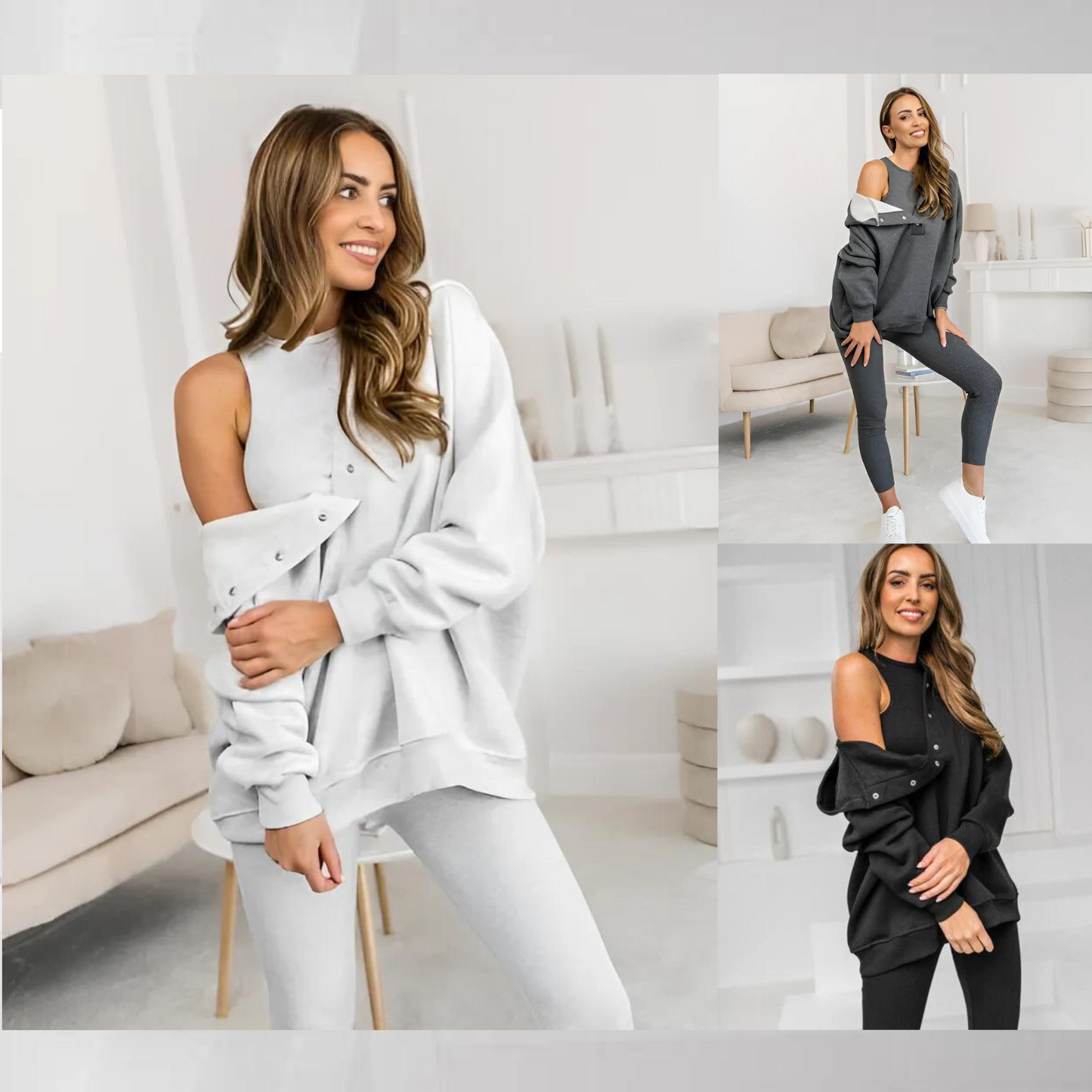 Ensemble 3 pièces boutonné Comfy Versatile femmes