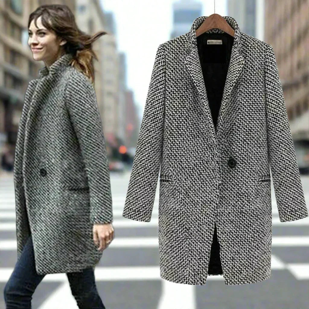 Manteau Mi-Long Boutonné Isolé Chic pour Femme