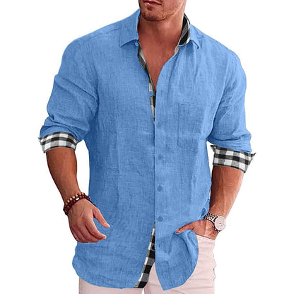 Chemise Boutonnée en Coton Manches Longues pour Homme