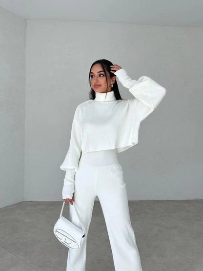 Ensemble Hiver Tricoté Turtleneck Pantalon Femme