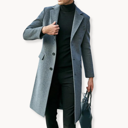 Veste Longue Ajustée Boutonnée Moderne pour Homme