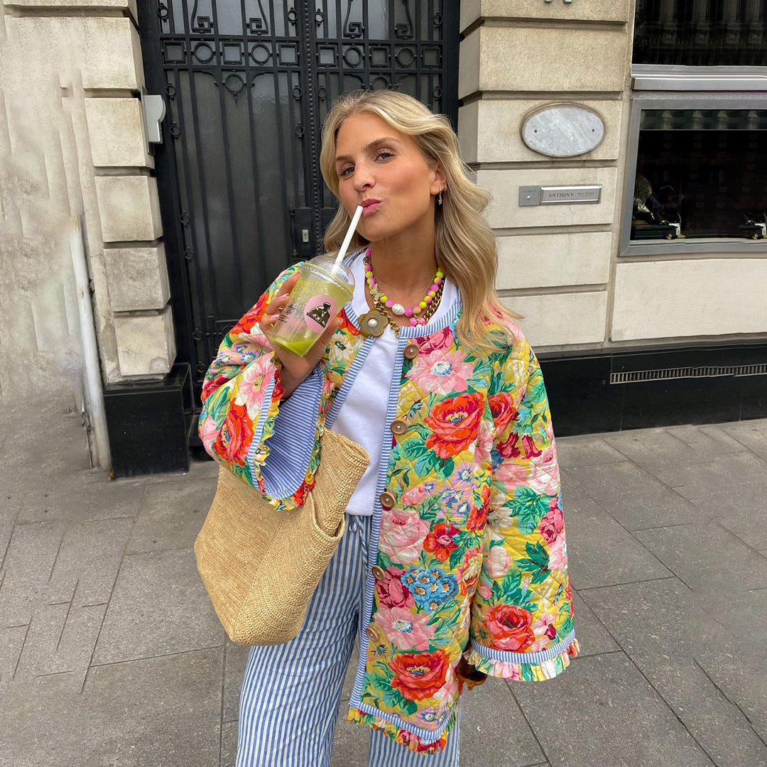 Blazer Imprimé Léger Ajusté et Vibrant pour Femmes