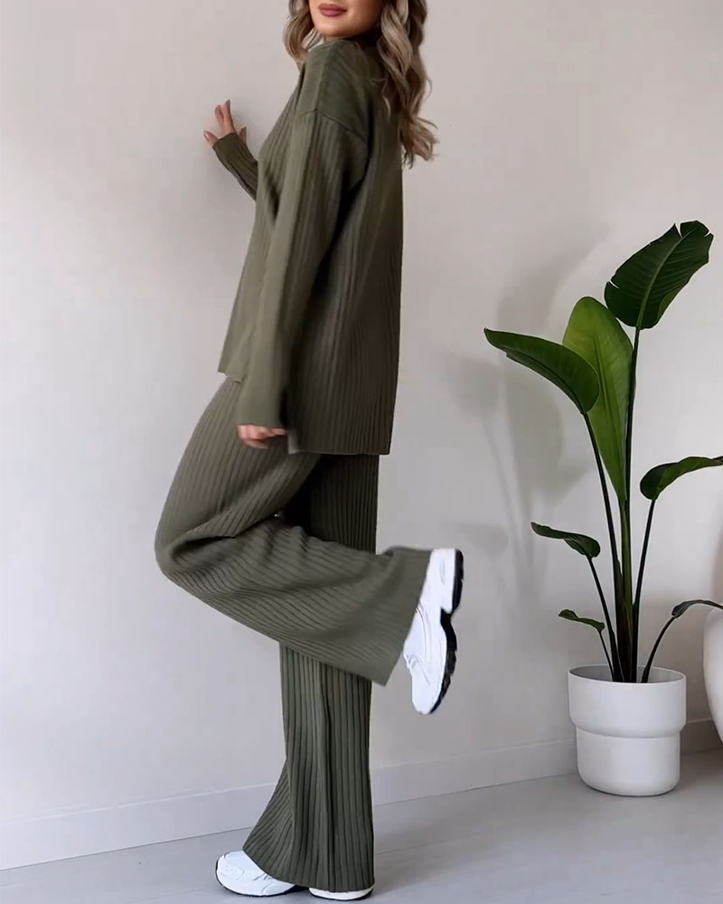 Ensemble Deux Pièces Col Roulé Chic Confortable