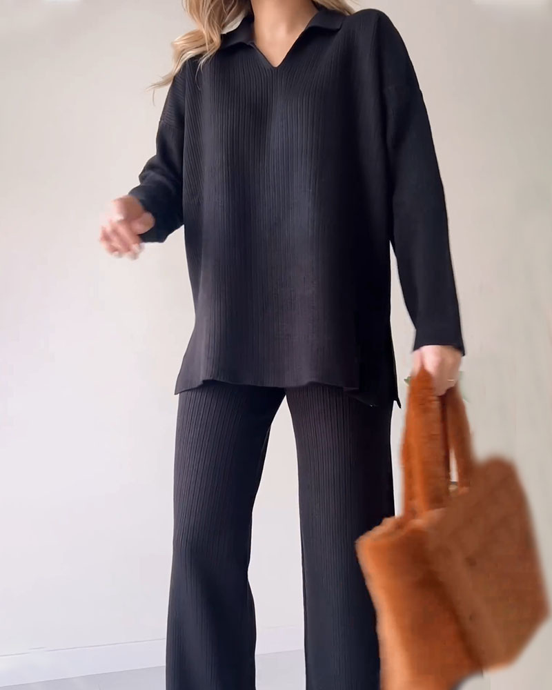 Ensemble Deux Pièces Chic Confortable en Tissu Tricoté au Design Polyvalent et Stylé