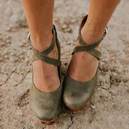 Chaussures à Talons Élégantes avec Bride Vintage Femme