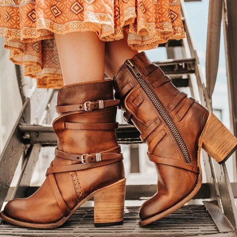 Bottes en Cuir Durable d’Hiver Élégantes pour Femmes