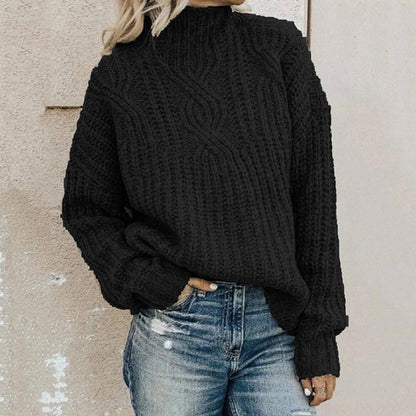 Pull tricoté oversize à col montant pour femme