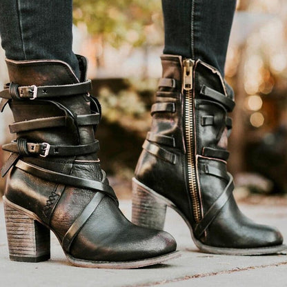 Bottes en Cuir Durable d’Hiver Élégantes pour Femmes