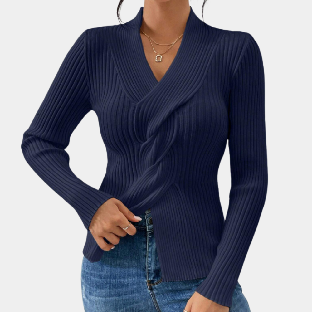 Pull Femmes V-neck Tissé Stylé et Elegante