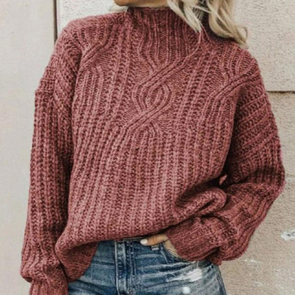 Pull tricoté oversize à col montant pour femme