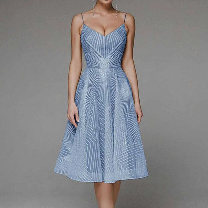 Robe Sans Manches Dos Nu À Encolure V Éblouissante Femme