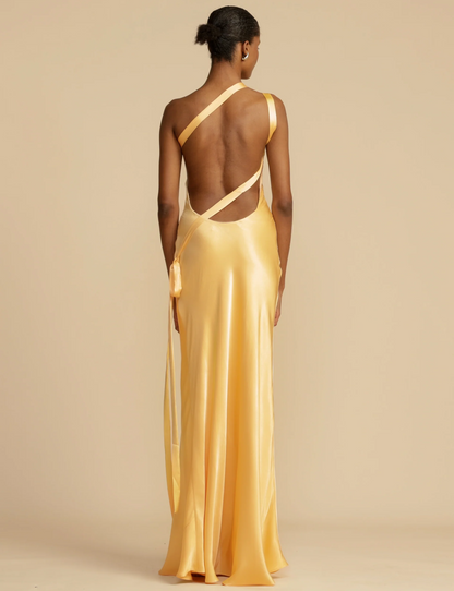 Robe Fluide en Soie à une Epaule Raffinée pour Femme