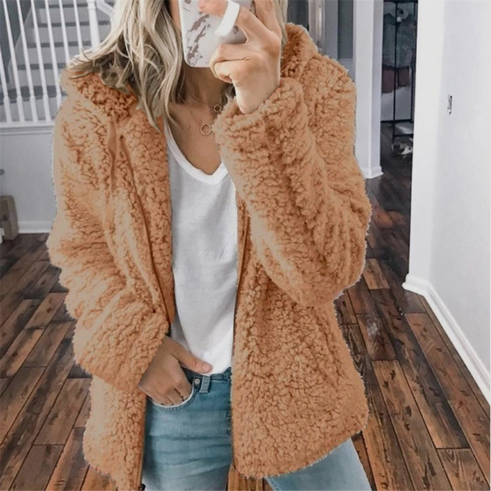 Cardigan Teddy à capuche en peluche pour femmes