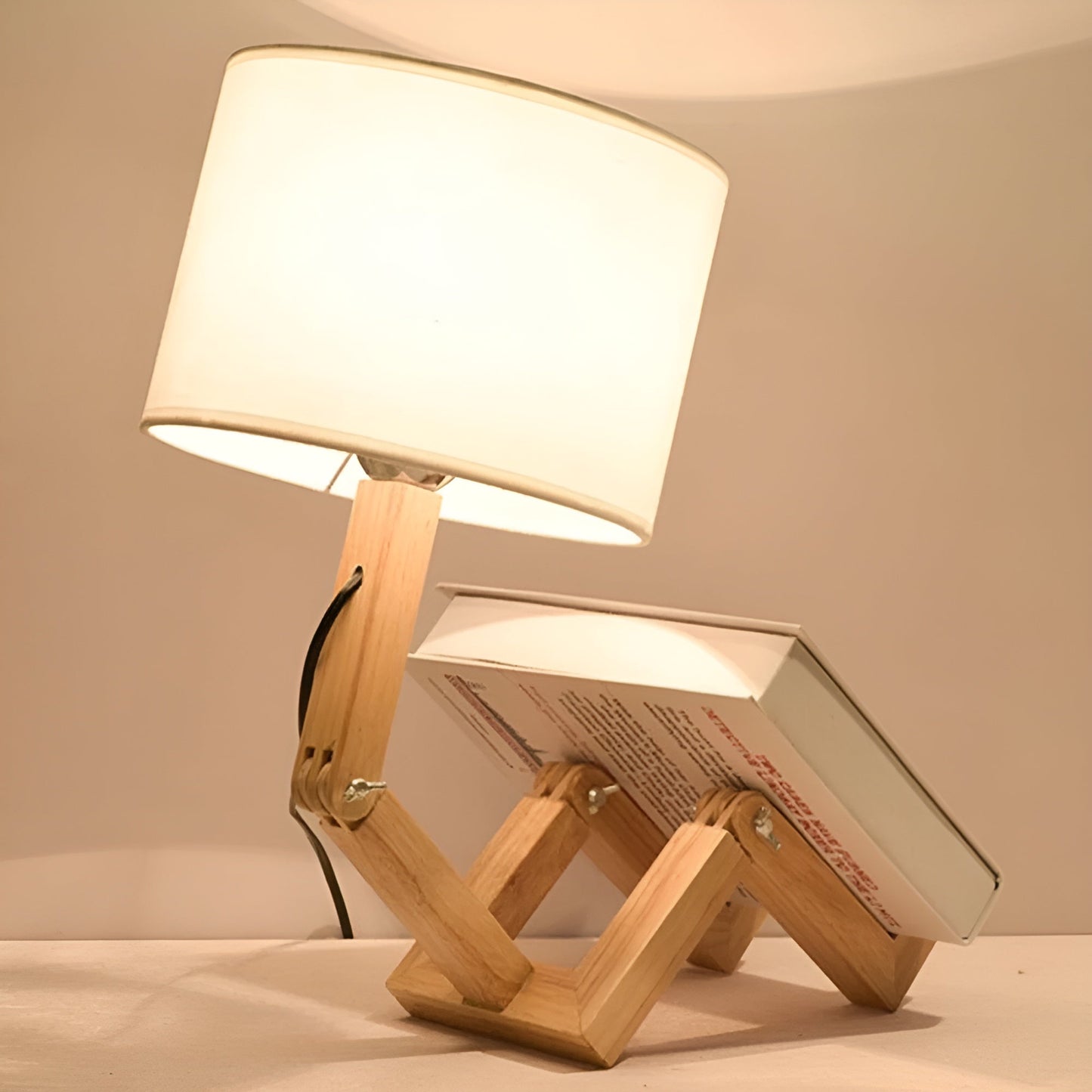 Lampe de Bureau Robot en Bois Flexible Moderne