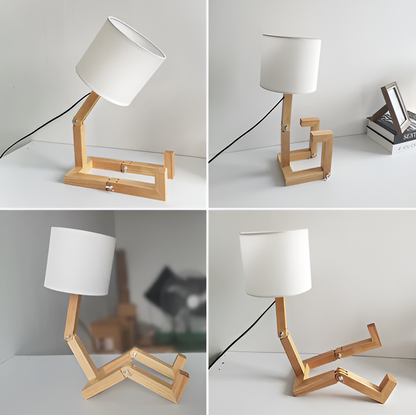 Lampe de Bureau Robot en Bois Flexible Moderne