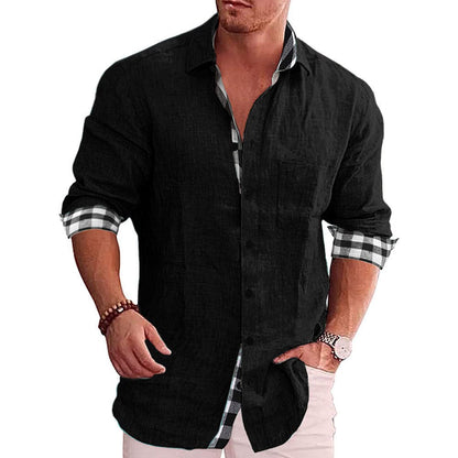 Chemise Boutonnée en Coton Manches Longues pour Homme