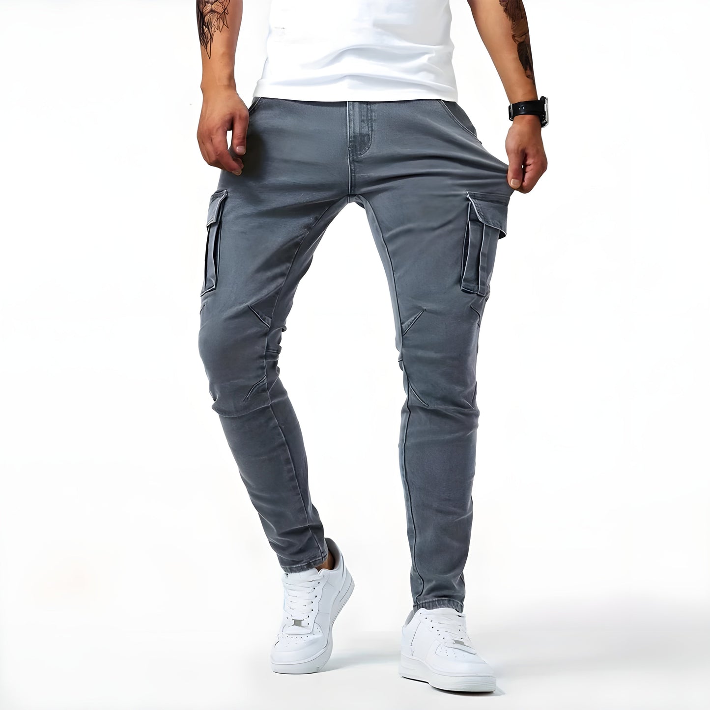 Pantalon Cargo en Denim Extensible Confortable Homme