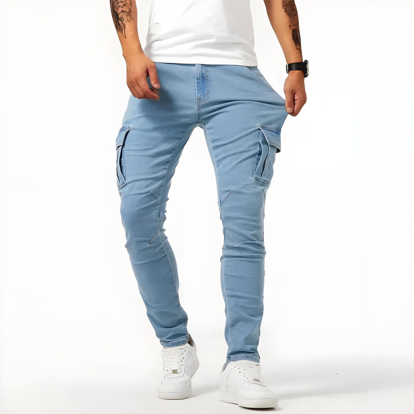 Pantalon Cargo en Denim Extensible Confortable Homme