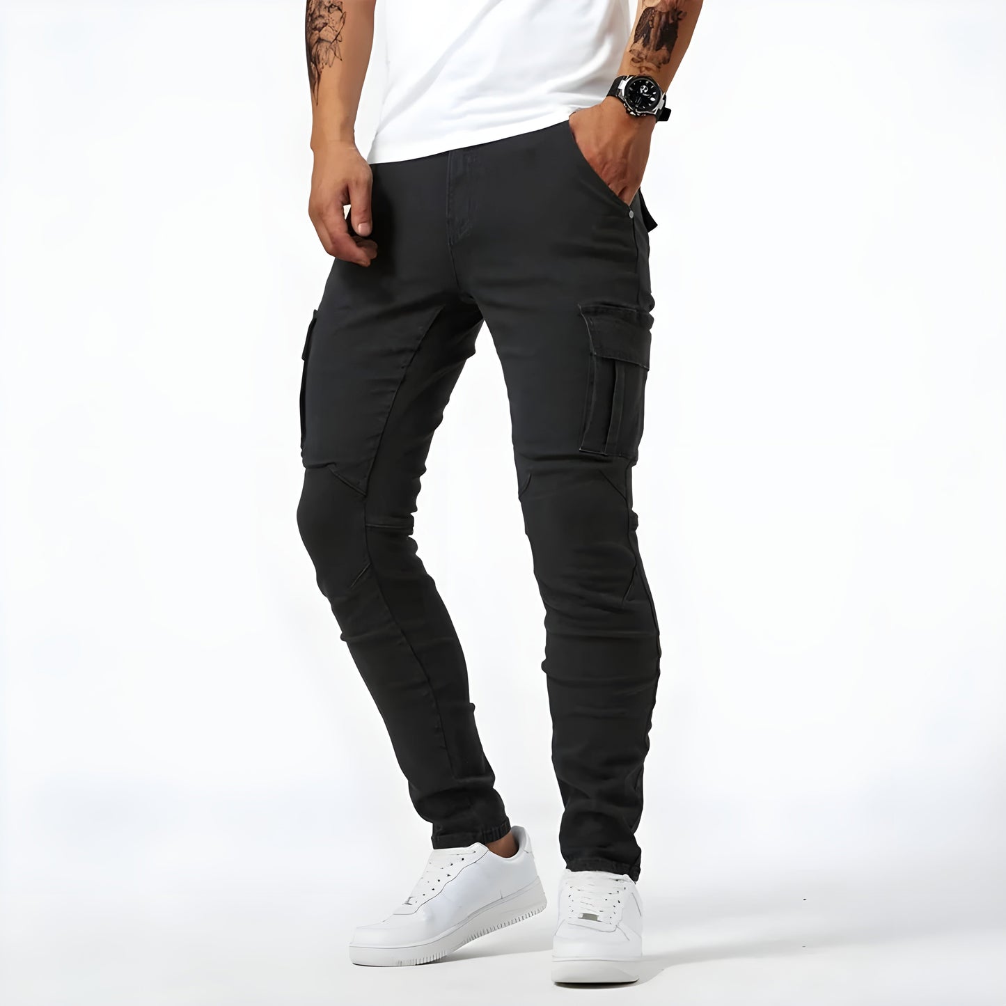 Pantalon Cargo en Denim Extensible Confortable Homme