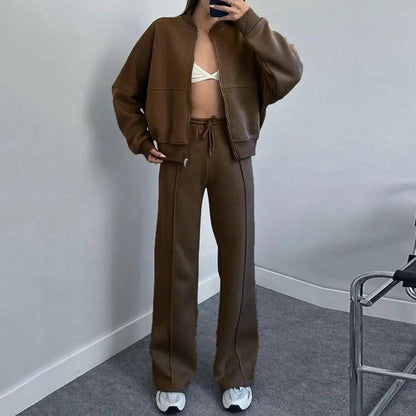 Ensemble Pantalon à Cordon et Veste Léger Chic Femme