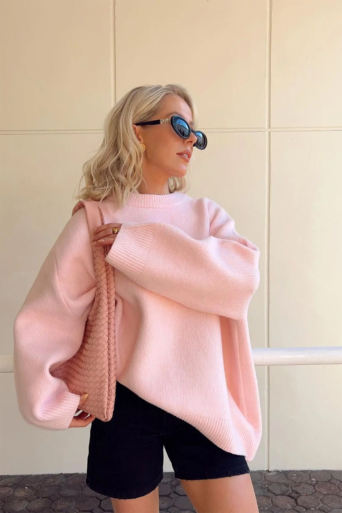 Pull Femme Doux Tendance Oversize Rose