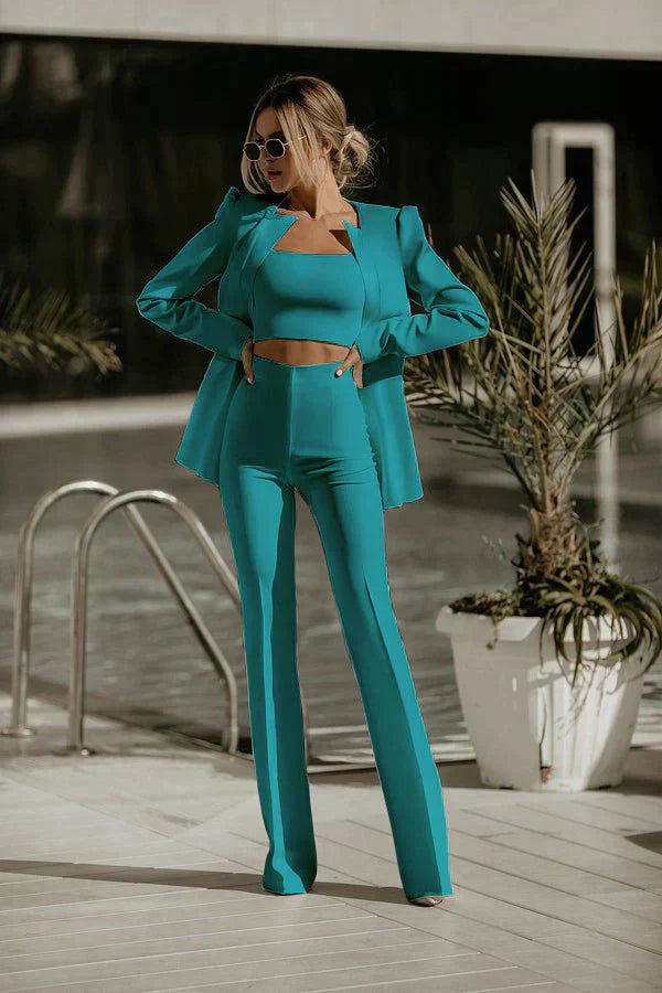 Ensemble Pantalon Ajusté Femme Trois Pièces Professionel