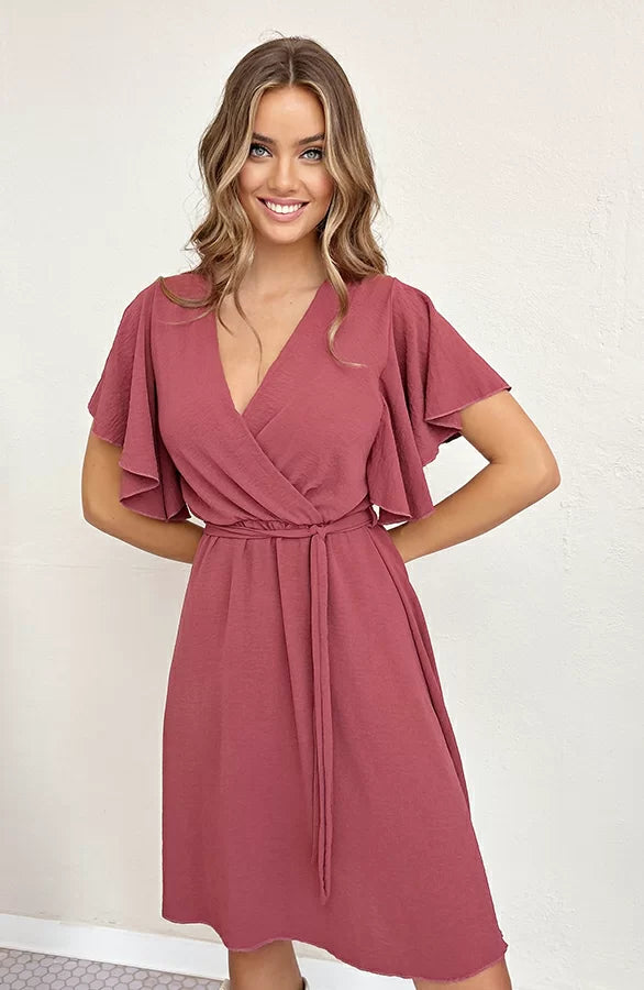 Robe Mini À Col V Élégante pour Femmes