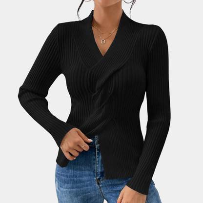 Pull Femmes V-neck Tissé Stylé et Elegante