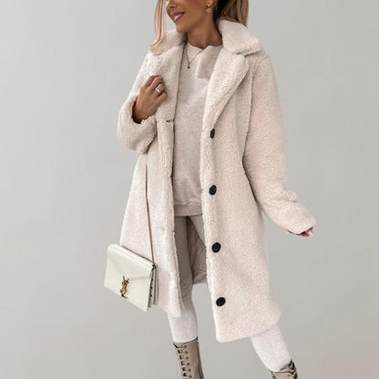 Manteau Long en Tissu Douillet pour Femmes